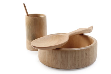 Wooden kitchenware isolated with clipping path.
