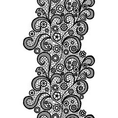 Black lacy vintage elegant trim. Vector illustration. Lacy vintage trim.