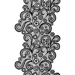 Black lacy vintage elegant trim. Vector illustration. Lacy vintage trim.