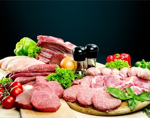 Fresh Raw Meat Background with vegetables