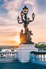 Fotobehang Pont Alexandre III coucher de soleil paris pont alexandre III