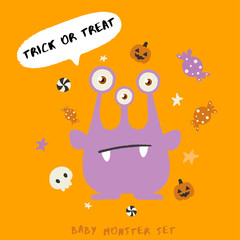 Baby Monster on Halloween Background : Vector Illustration