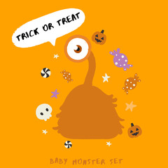 Baby Monster on Halloween Background : Vector Illustration