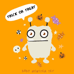 Baby Monster on Halloween Background : Vector Illustration