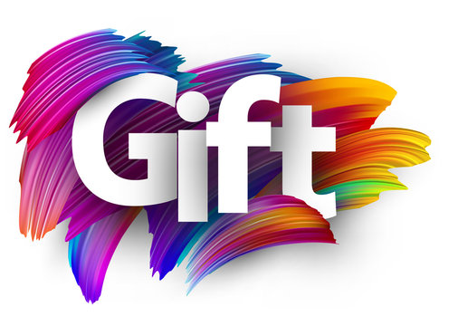 Gift paper card with colorful brush strokes.