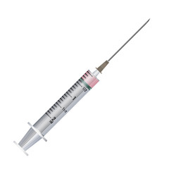 Fototapeta premium Syringe high detailed 3d vector. Mock up side view.