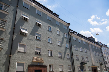 Old building and new building, row of houses in Schwabing
