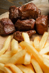 French fries and meat