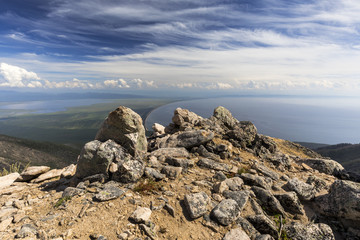 Fototapeta na wymiar Lake Baikal seen from Svyatoy Nos peninsula