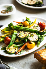 Charred Zucchini,Okra and Baby Carrot with Thyme and Balsamic