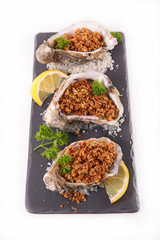 baked oyster on white background