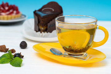 Stylish cup of spiced lemon tea