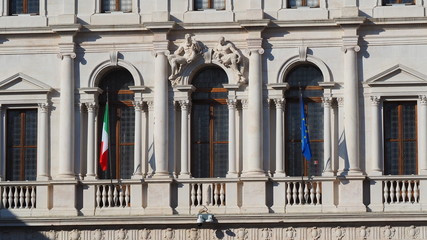 Bergamo, the old town. One of the beautiful city in Italy. Landscape at the public library Angelo Mai