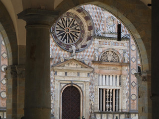 Bergamo, Italy, old city. The Colleoni chapel closed to the cathedral