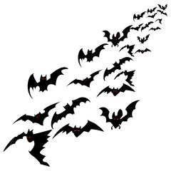 Flock of bats isolated on a white background. Vector illustration for Halloween.