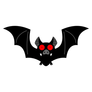 Cartoon bat isolated on a white background. Vector illustration for Halloween.