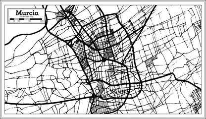 Murcia Spain City Map in Retro Style. Outline Map.