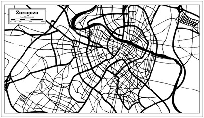 Zaragoza Spain City Map in Retro Style. Outline Map.