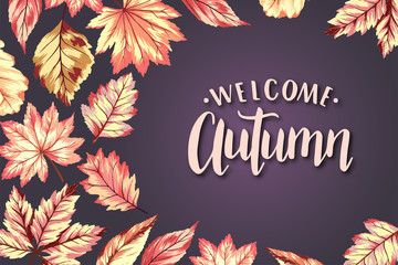 Fototapeta na wymiar Welcome autumn frame
