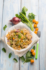butterfly pasta with mixed vegetables