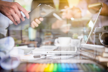 designer graphic team meeting creative creativity work tablet design artist coloring colour ideas style networking