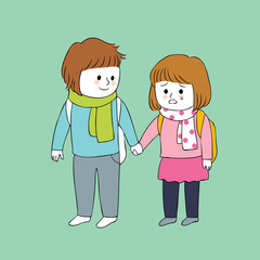 Cartoon cute boy and girl crying vector.