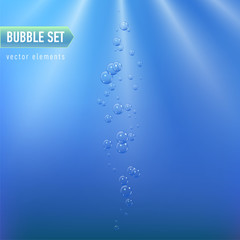 Bubbles under water vector illustration on blue background