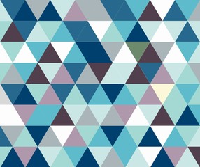There are many triangles of different colors on the background.