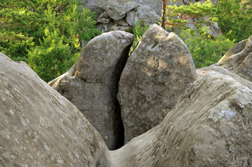 Fototapeta na wymiar Very big stones in forest