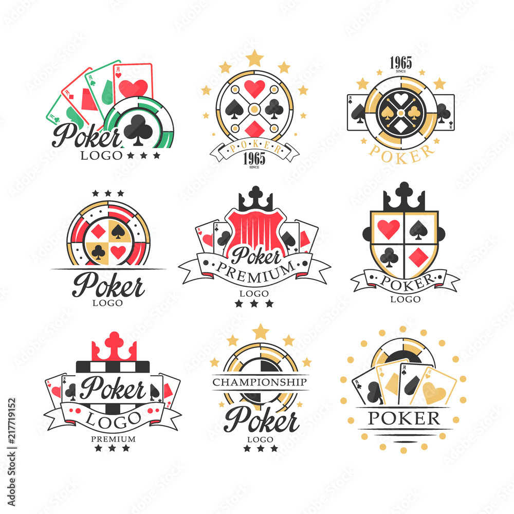 Canvas Prints Poker logo set, vintage emblems for poker club, casino, championship vector Illustrations on a white background