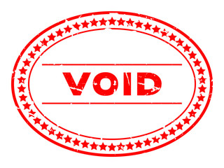 Grunge red void word oval rubber seal stamp on white background