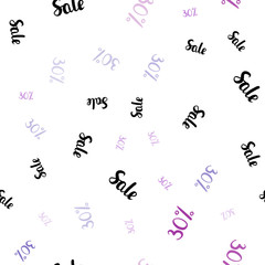 Light Multicolor vector seamless cover with symbols of 30% sales.