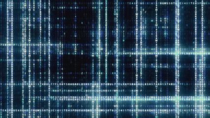 Abstract blue futuristic background of information technology hexadecimal digital data code 3d illustration