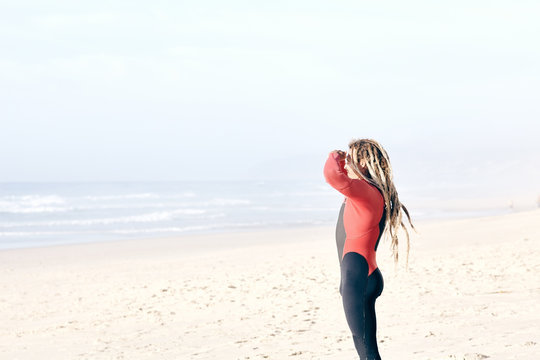 Surfer looking for waves
