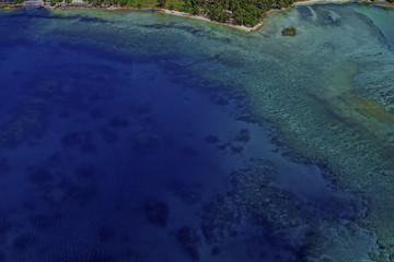 Flying over a tropical reef.