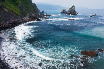 Spanish Basque coast on a rainy day