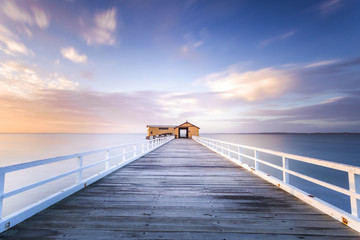 Beautiful Sunrise At Queenscliff Pier, Victoria, Australia. 