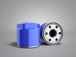  automobile oil filter 3d render on grey