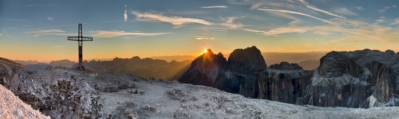 Dolomites mountains  brightsunrise