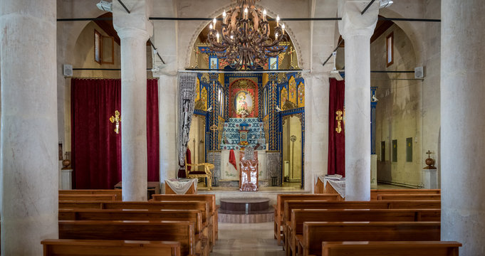 Interior view of Mor Petrus and Mor Pevlus church in the city of Adiyaman, Turkey