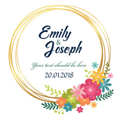 Wedding Invitation, floral invite thank you, rsvp modern card Design colorful flower Vector elegant rustic template 