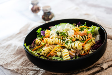 Smoked Salmon fusilli Pasta with Cream Sauce and boletus dill