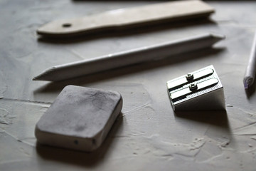 A set of artist's tools, for drawing.