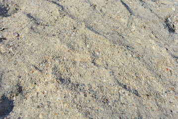 Yellow sand with shallow shell on the beach of the Black Sea in the iron port