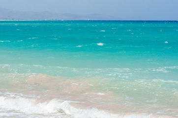 ocean landscape. blue ocean and white foam