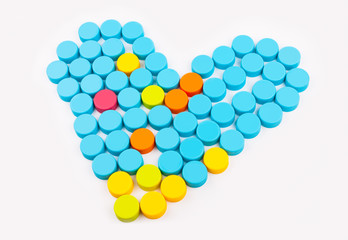 Plastic bottle caps on white background