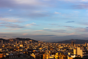 view of city at sunset