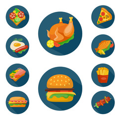 Flat style food icon set