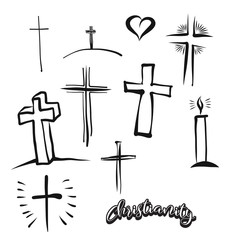 Set of hand-drawn Christianity symbols