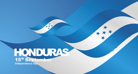 Honduras Independence Day flag ribbon landscape background